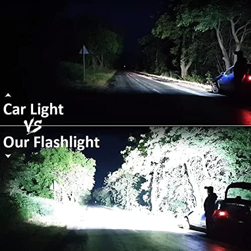 Rechargeable LED Flashlight High Lumens, 90000 Lumen Brightest Tactical Flashlight with 10000mAh Battery, Side Worklight, 7Modes Zoomable High-Power Flashlight&USB Rechargeable for Camping Emergency
