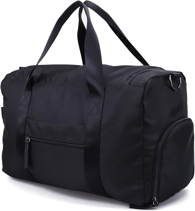RAMHORN Travel Duffel Bag Gym Sports Luggage Bags Water Resistant Weekender Bag with Wet Pocket and Shoes Compartment Black