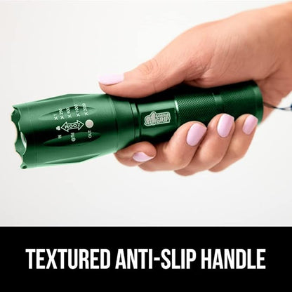 Gorilla Grip Powerful LED 750 FT Water Resistant 5 Adjustable Mode Tactical Flashlight, High Lumens Ultra Bright Battery Life Zoom Flashlights, Small Camping Car Mini Flash Light Accessories, Green