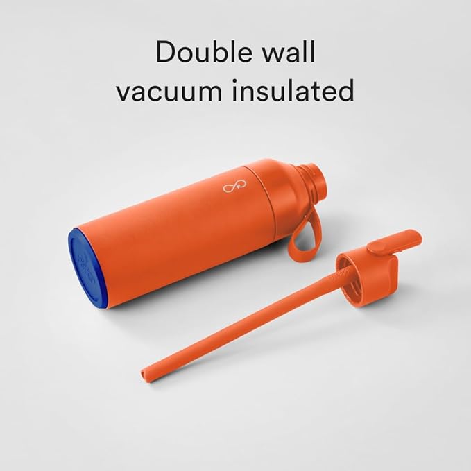 Ocean Bottle - Recycled Stainless Steel Go Water Bottle - Eco-Friendly & Reusable Bottle - Sun Orange - 17 oz