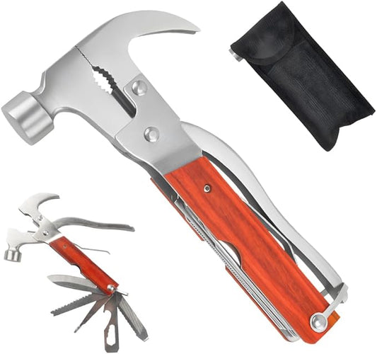 Hammer Multitool 15 in 1 Multi-Tool Knife Hammer Pliers Saw Bottle Opener Screwdriver Household Camping Work Multitool Gifts for Men Dad