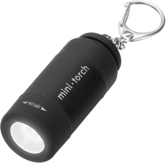 PATIKIL Mini Keychain Flashlight, Pocket LED Flashlight Portable Torch USB Rechargeable for Outdoor Camping Party, Black