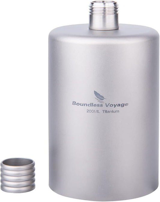 Boundless Voyage Titanium Hip Flask Pocket Flagon Camping Portable Alcohol Bottle Drink Sports Water Bottle 200ml/6.7oz-Ti3068D
