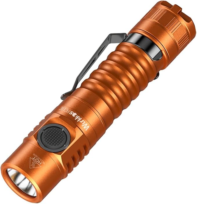 Wurkkos FC11C Led Flashlight Rechargeable High Lumen 1200, Small Powerful Flashlight USB C, Super Bright EDC Flashlight IP67 Waterproof, 155Meters Long Range, 90 High CRI Flashlight(Orange 5000K)