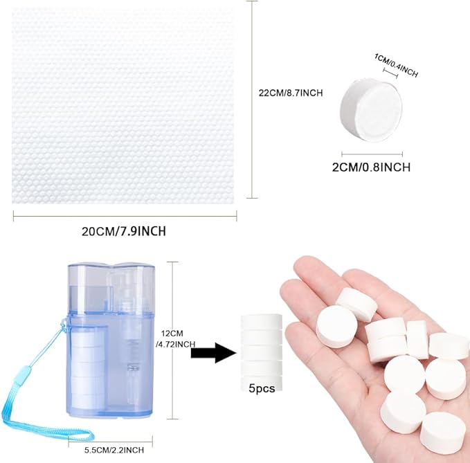 250 Disposable Thicker Style Magic Compressed Towels with Dispenser, Disposable Face Compressed Towel, Mini Compressed Towel, Camping Towel, Portable Compressed Coin Tissue for Travel/Home/Outdoor Act