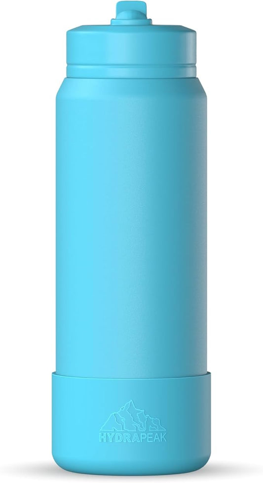 Hydrapeak 26oz Sport Insulated Water Bottle with Straw or Chug Lid, Leak & Spill Proof, Keeps Drinks Cold for 24 Hours, Hot for 12 Hours, Premium Stainless Steel Water Bottles (26oz, Belize)