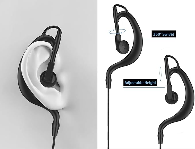 2 X Earpiece for Garmin Radio Rino 110 120 130 520 530 610 650 655 700 750 755T Walkie Talkie 2.5mm 1-pin Clip Ear Hook Hanger Headset (D-Style) (G-Style)