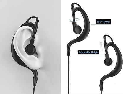 2 X Earpiece for Garmin Radio Rino 110 120 130 520 530 610 650 655 700 750 755T Walkie Talkie 2.5mm 1-pin Clip Ear Hook Hanger Headset (D-Style) (G-Style)