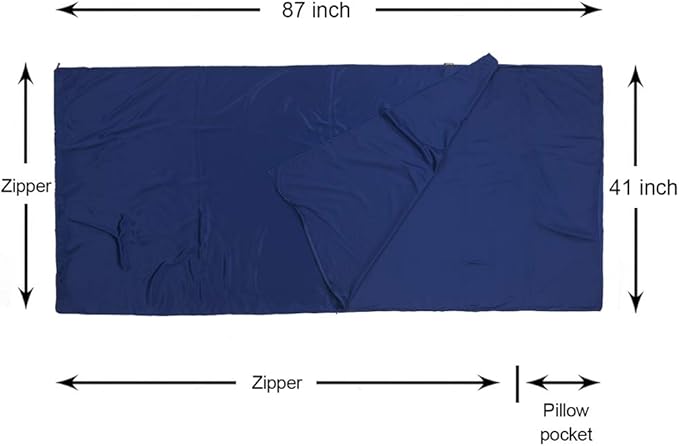 Browint Premium Sleeping Bag Liner with All Around Two-Way Zippers, 87"x41" Extra Wide Sleeping Sack for Hotel, Breathable Lightweight Travel Sheet, Multifunctional Bed Sheet for Camping, All Seasons