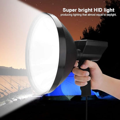 100W LED HID Handheld Spot Lights Xenon Hunting Flash Lights Torch Hunting Spot Light Work Spotlight Camping Fishing Boat Searchlight Outdoor Lighting