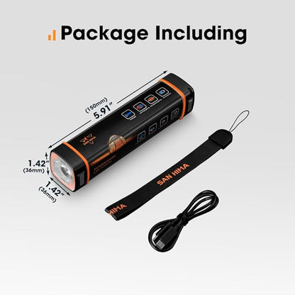 310LM LED Torch Light - Rechargeable Flashlight w/ 2500mAh Power Bank, 5 Lighting Modes & Magnetic Base, IP65 Waterproof Portable Spotlight Floodlight for Camping Hiking Backpacking Emergency