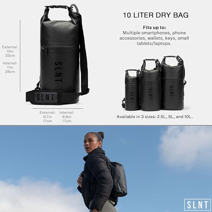 Silent Pocket SLNT Waterproof Faraday Dry Bag Military-Grade Nylon 10 Liter Faraday Bag - RFID Signal Blocking Dry Bag/Waterproof Backpack Protects Electronics from Water, Spying, Hacking