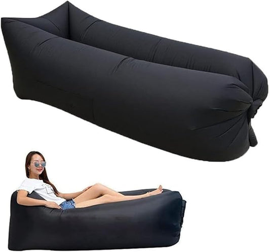 HaiChao Inflatable Lounger Sofa Air Chair Sofa Sleeping Bag Couch Air Sofa Bed for Lakes, Beaches, Garden, Camping (Black)