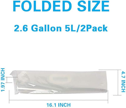 2.6 Gallon Collapsible Water Container Bag, BPA Free Food Grade Clear Plastic Storage Jug for Sport Camping Riding Mountaineer,Freezable,Food Grade (2.6 Gal, 2-pack)
