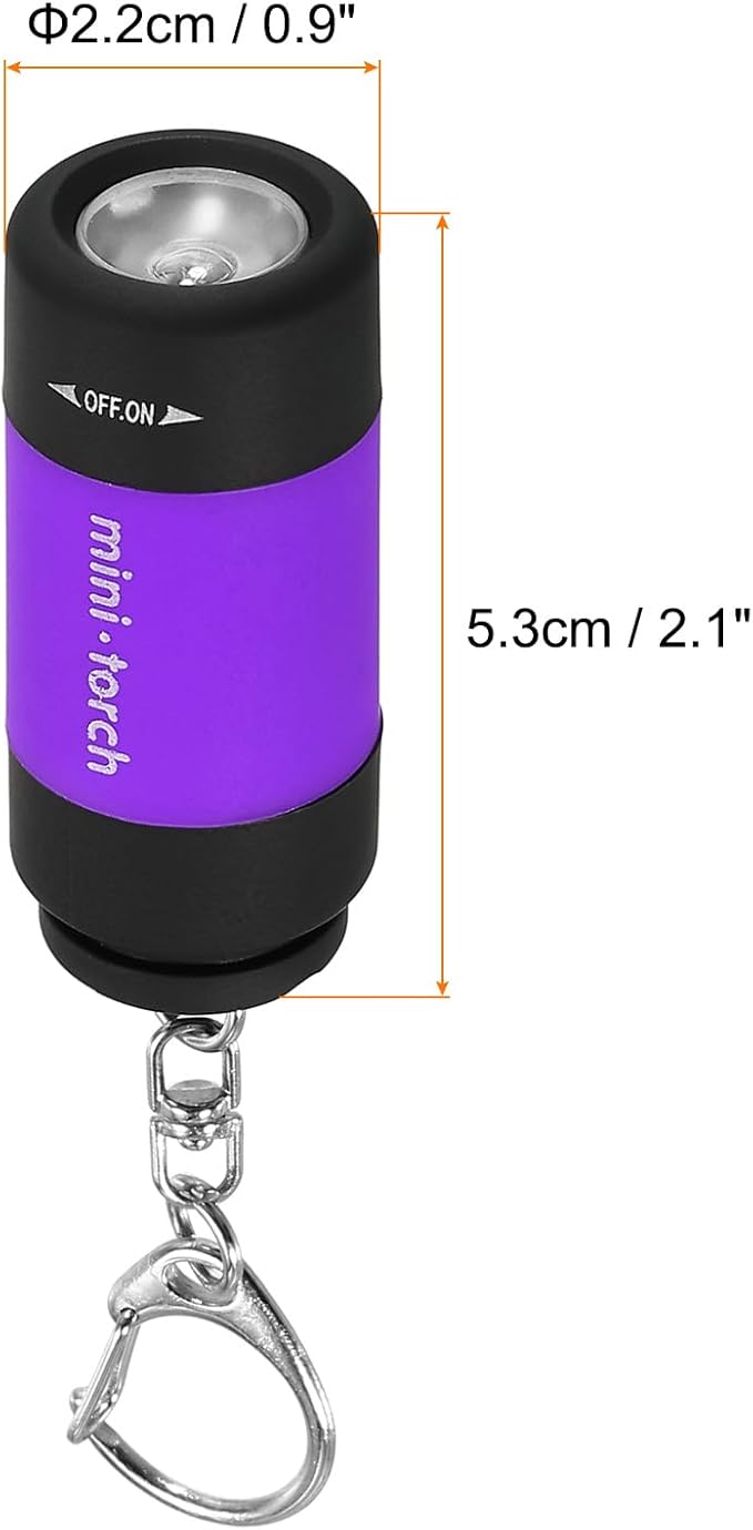 PATIKIL 2.1" Mini Rechargeable LED Keychain Flashlight, EDC Portable Small Torch with USB Charging for Everyday Carry, Purple