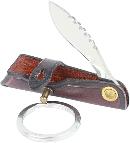 MASALONG Mini EDC straight razor, D2 steel small knife key ring, convenient for daily use kni203 (Dogleg type)