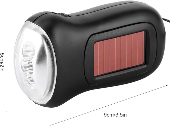 Super Bright Tactical Flashlight, Hand Crank Solar Powered Rechargeable Led Flashlight Portable Spotlight Mini Emergency Flashlight for Camping Hiking Field Survival Gear Power Outages