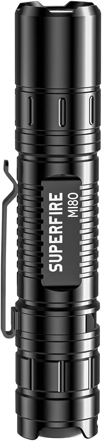 SuperFire MI80-S EDC Flashlight Torch 5 Modes Portable Tactical Flashlight Camping Outdoor Lighting (15, Watts)