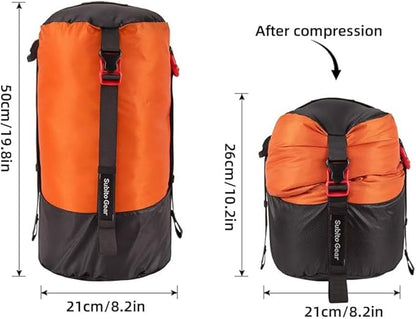 Ultra-Light Compression Stuff Sack, 70D Nylon Sleeping Bag Stuff Sack 1L/5L/7L/17L/25L Compression Bag Space Saving Gear for Camping Hiking Backpacking