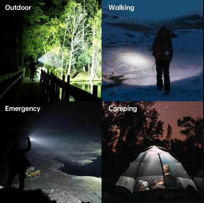 LED Flashlight Rechargeable, Portable Light for Outdoor Camping Hiking,Super Brightest Flashlights, High Lumens,Lantern,Waterproof Emergency Flashlight