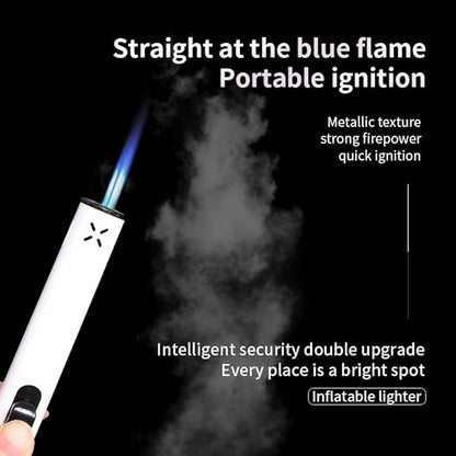 2PC Butane Torch Lighters, 7.9IN Refillable Torch Lighter Adjustable Jet Flame Butane Lighter Long Pen Lighter for Grill BBQ Candle Camping (Gas Not Included) (Green+Blue)