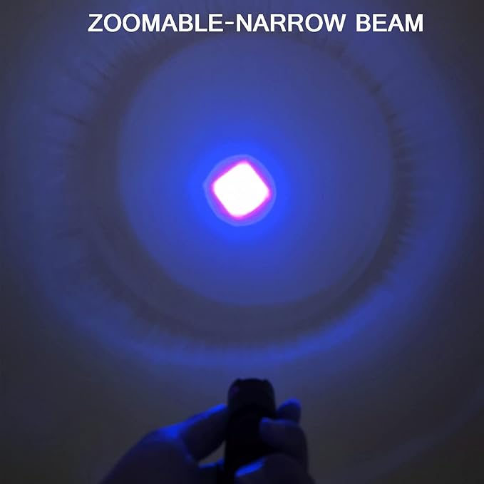 Blue Light Flashlight Single Mode Blue LED Flashlight with Clip Adjustable Focus Blue Flashlight for Hunting Fishing
