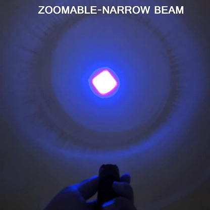 Blue Light Flashlight Single Mode Blue LED Flashlight with Clip Adjustable Focus Blue Flashlight for Hunting Fishing