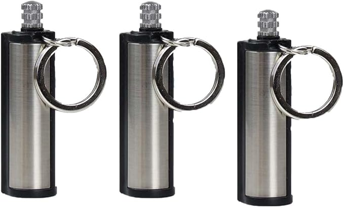 Fire Starter Lighter Waterproof Flint Match Outdoor Camping Permanent Metal Matchstick with Keychain(Without Fluid)