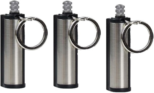 Fire Starter Lighter Waterproof Flint Match Outdoor Camping Permanent Metal Matchstick with Keychain(Without Fluid)