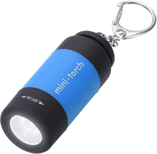 PATIKIL Mini Keychain Flashlight, Pocket LED Flashlight Portable Torch USB Rechargeable for Outdoor Camping Party, Light Blue