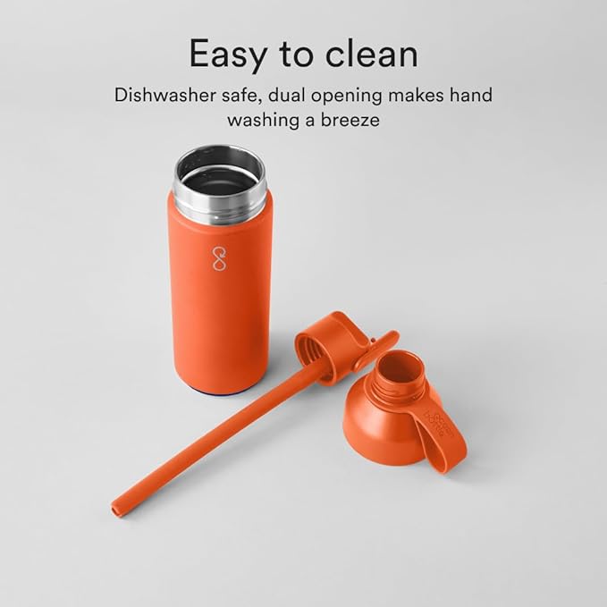 Ocean Bottle - Recycled Stainless Steel Go Water Bottle - Eco-Friendly & Reusable Bottle - Sun Orange - 17 oz
