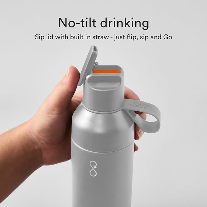 Ocean Bottle - Recycled Stainless Steel Go Water Bottle - Eco-Friendly & Reusable Bottle - Rock Grey - 17 oz