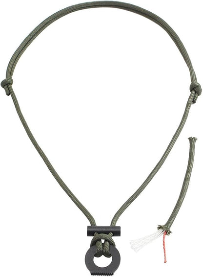 PSKOOK Fire Starter Necklace, Survival Paracord Necklace with Flint and Steel, Bushcraft Necklace for Camping, Hiking and Backpacking
