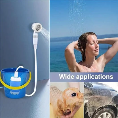 Portable Shower，Outdoor dormitory bath artifact Electric Rechargeable Portable Camping Shower, simple car self-priming shower，pet Shower, Blue