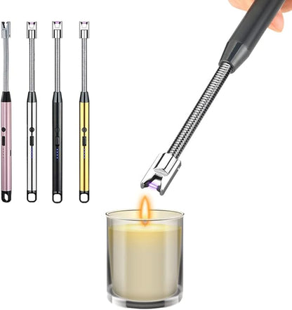 4 Pack Candle Lighter,Arc Lighter with USB Charging,Flameless Windproof,LED Battery Display,Safety Switch,Rotate 360 Degrees,for Aromatherapy,Candles,BBQ,Camping.(Black&Silver&Pink&Golden)