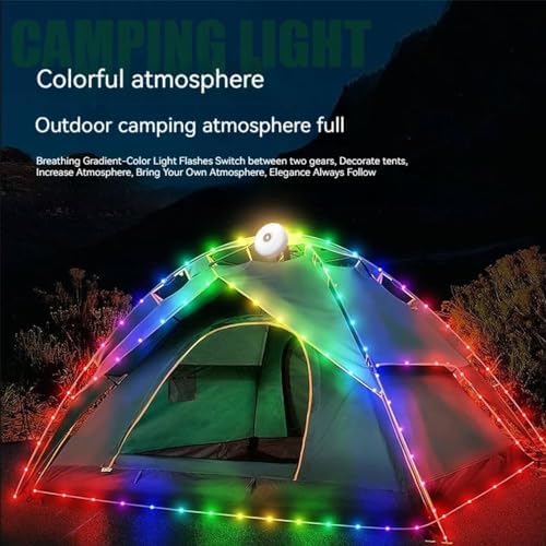 Camping String Light with Camping Lantern and Flashlight,Updated 3-in-1 Portable String Lights,32.8ft/10M Warm White and Colorful,8 Lighting Modes(NO APP),Rechargeable,Waterproof