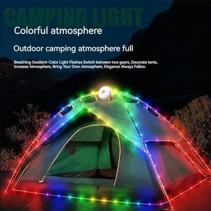 Camping String Light with Camping Lantern and Flashlight,Updated 3-in-1 Portable String Lights,32.8ft/10M Warm White and Colorful,8 Lighting Modes(NO APP),Rechargeable,Waterproof