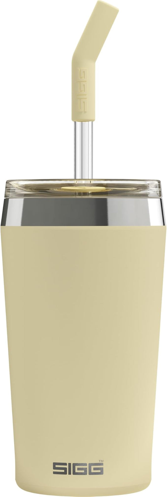 SIGG - Insulated Mug - Travel Mug Helia - With Durable Glass Straw & Cleaning Brush - Leakproof - BPA Free - 18/8 Stainless Steel - 15oz/20oz