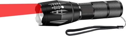 Red Light Flashlight, Dual Color Red Lights and White Light Zoomable LED Handheld Flashlights for Night Observation, Astronomy Aviation, Camping, Hiking