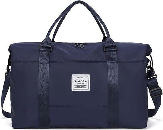 KARRESLY Travel Duffel Bag for Women,Shoulder Weekender Overnight Bag Sports Gym Tote Bag,Waterproof（Dark Blue）