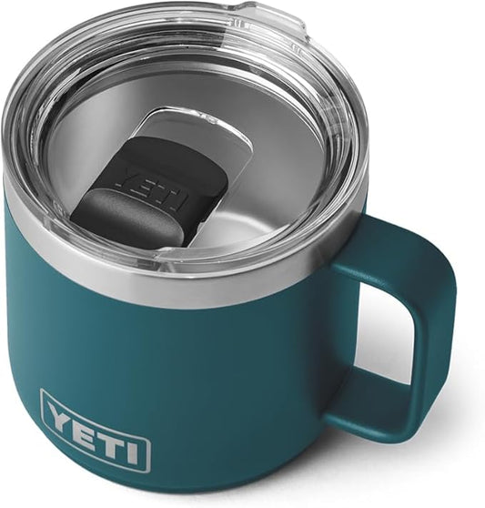 YETI Rambler 14 oz Stackable Mug, Vacuum Insulated, Stainless Steel with MagSlider Lid, Agave Teal