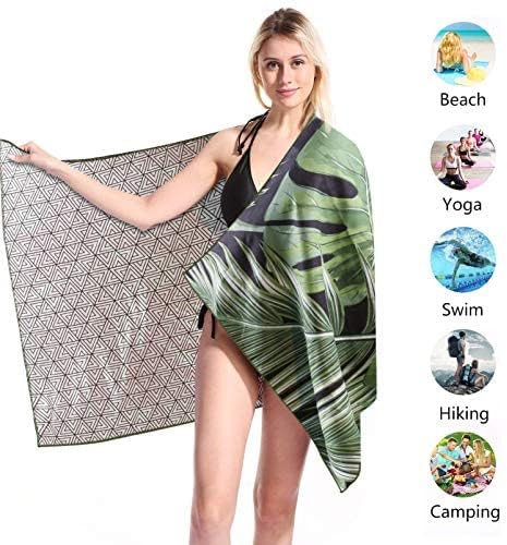 Green Palms Microfiber Sandproof Beach towel 36 x 72, Quick Dry Sand Free Thin Lightweight Compact, Extra Large Big Pool Travel Swim Towels Adult Accessories Cruise Essentials Necessities