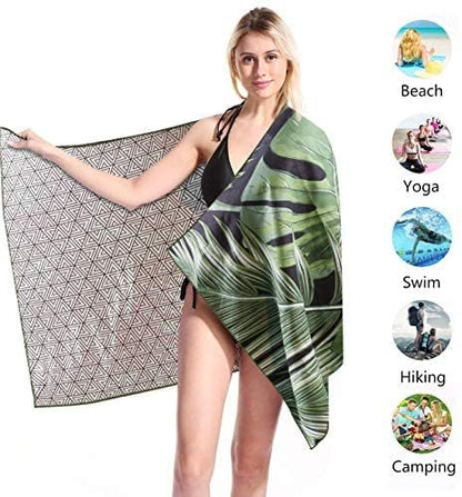 Green Palms Microfiber Sandproof Beach towel 36 x 72, Quick Dry Sand Free Thin Lightweight Compact, Extra Large Big Pool Travel Swim Towels Adult Accessories Cruise Essentials Necessities
