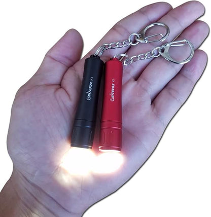 Bright Keychain flashlight K1,high bright 150 lumens,as small flashlight lantern camp lamp light,waterproof torch for EDC,reading,sleep,dog walking,camping,hiking (2 PCS black red)