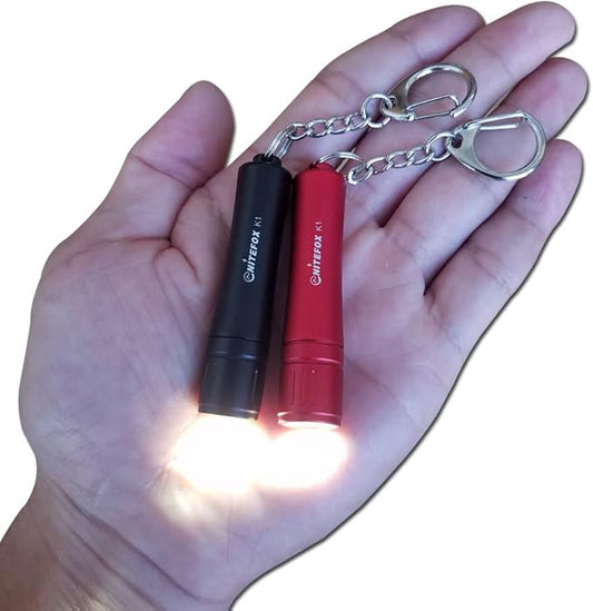 Bright Keychain flashlight K1,high bright 150 lumens,as small flashlight lantern camp lamp light,waterproof torch for EDC,reading,sleep,dog walking,camping,hiking (2 PCS black red)