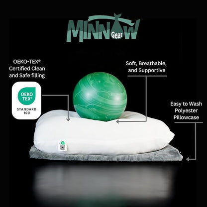 Minnow Pillow Camp and Travel Pillow - Sleep Any Where Any Way - Essential for Car, Camping, Airplanes, and Roadtrips - Not Memory Foam or Inflatable - Eco-Friendly - Oxford Compression Bag
