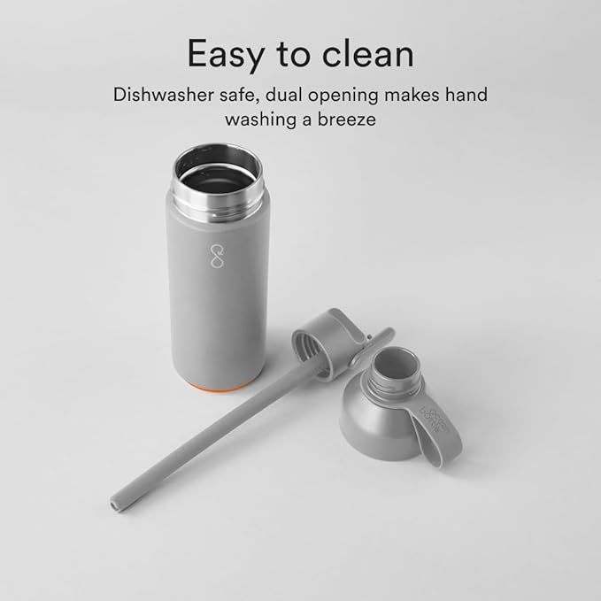 Ocean Bottle - Recycled Stainless Steel Go Water Bottle - Eco-Friendly & Reusable Bottle - Rock Grey - 17 oz