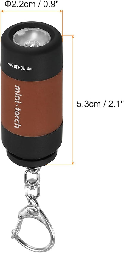 PATIKIL 2.1" Mini Rechargeable LED Keychain Flashlight, EDC Portable Small Torch with USB Charging for Everyday Carry, Brown