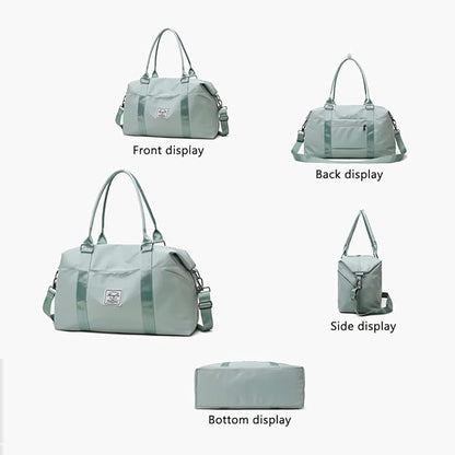 KARRESLY Travel Duffel Bag for Women,Shoulder Weekender Overnight Bag Sports Gym Tote Bag,Waterproof(Sky Blue) free size