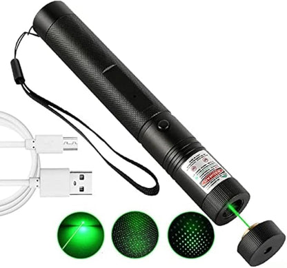 Long-Range Green Light Flashlight, (Built-in USB Charging), Starry Sky, Pattern, Presentation and Outdoor